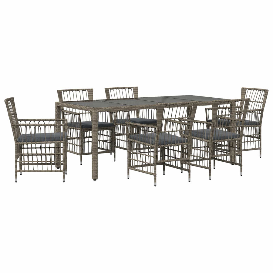 Buiten eettafelset 7 st Grijs poly rattan