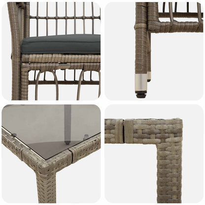 Buiten eettafelset 9 st Grijs poly rattan