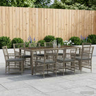 Eettafelset tuin poly rattan 9-delig grijs