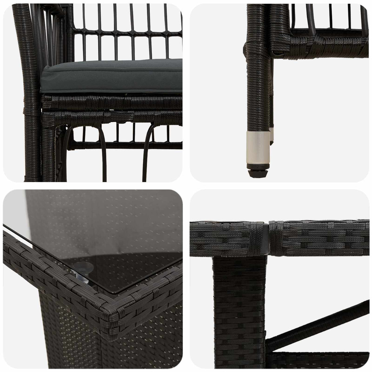 Buiten eettafelset 9 st Zwart poly rattan