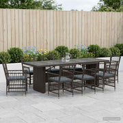 Eettafelset tuin 9-delig poly rattan zwart