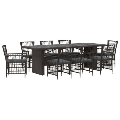Buiten eettafelset 9 st Zwart poly rattan