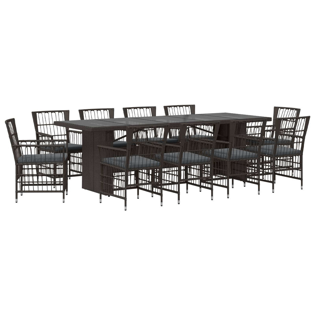 Buiten eettafelset 11 st Zwart poly rattan