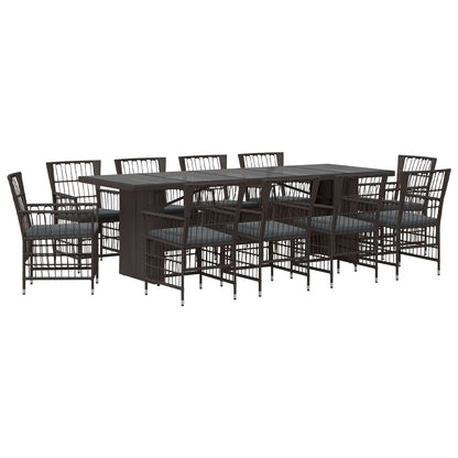 Buiten eettafelset 11 st Zwart poly rattan