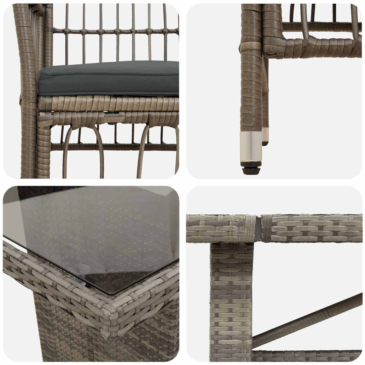Buiten eettafelset 9 st Grijs poly rattan