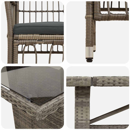 Buiten eettafelset 9 st Grijs poly rattan