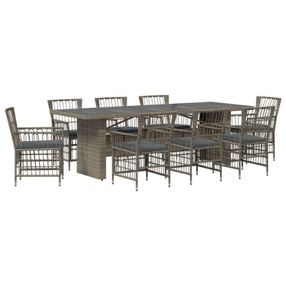 Buiten eettafelset 9 st Grijs poly rattan