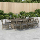 Eettafelset poly rattan 10 personen grijs 240x90x75 cm