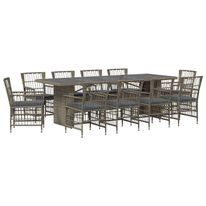 Buiten eettafelset 11 st Grijs poly rattan