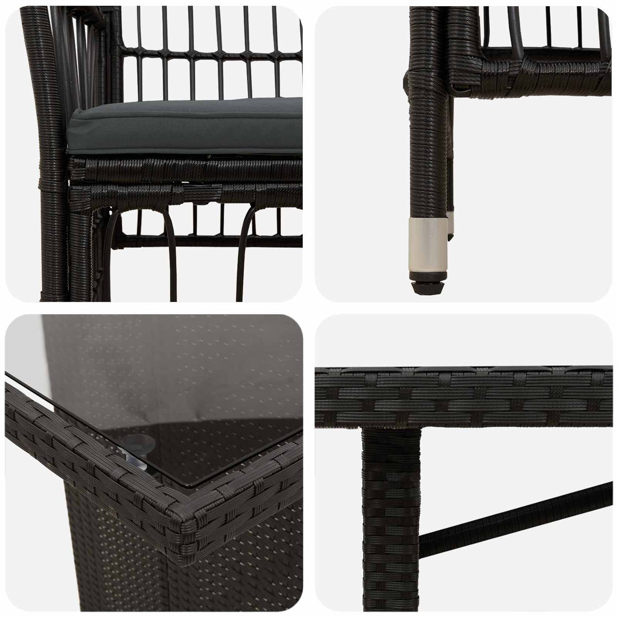 Buiten eettafelset 9 st Zwart poly rattan