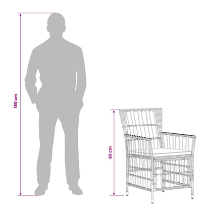 Buiten eettafelset 9 st Zwart poly rattan