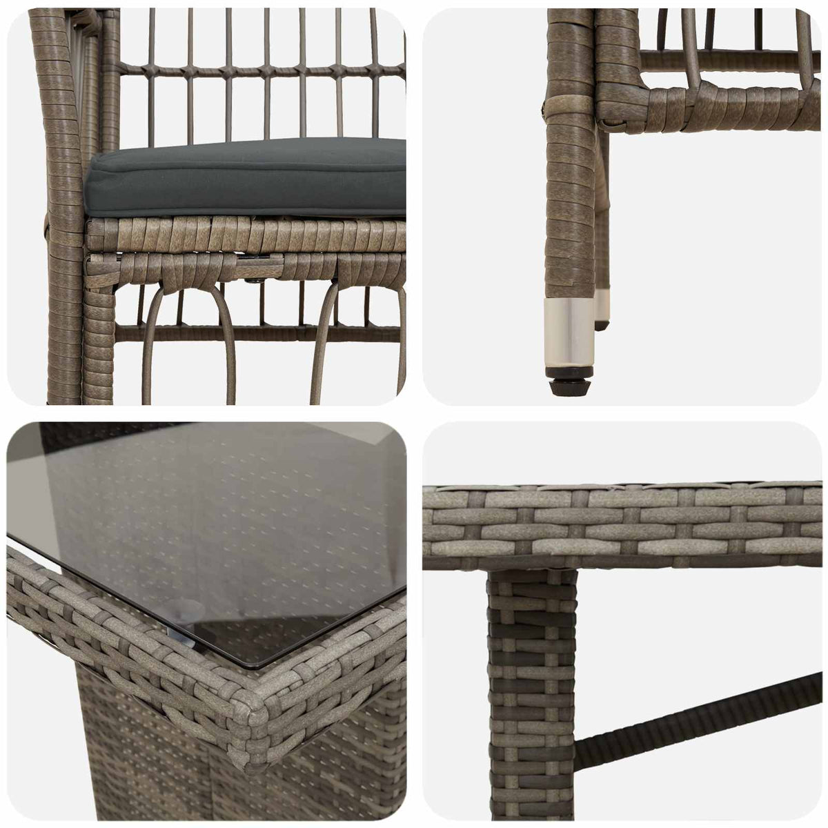 Buiten eettafelset 7 st Grijs poly rattan