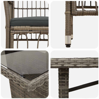 Buiten eettafelset 7 st Grijs poly rattan