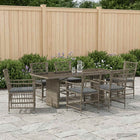 Eettafelset poly rattan grijs 190x80x75 cm 7-delig