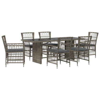 Buiten eettafelset 7 st Grijs poly rattan