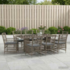 Eettafelset poly rattan grijs 9-delig 190x80x75 cm