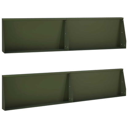 Keerwand 4 st 100 x 12 x 40 cm Staal Olijfgroen