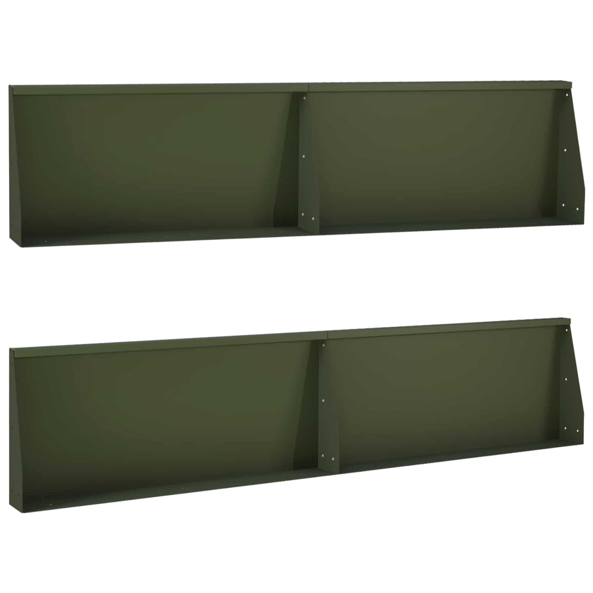 Keerwand 4 st 100 x 12 x 50 cm Staal Olijfgroen