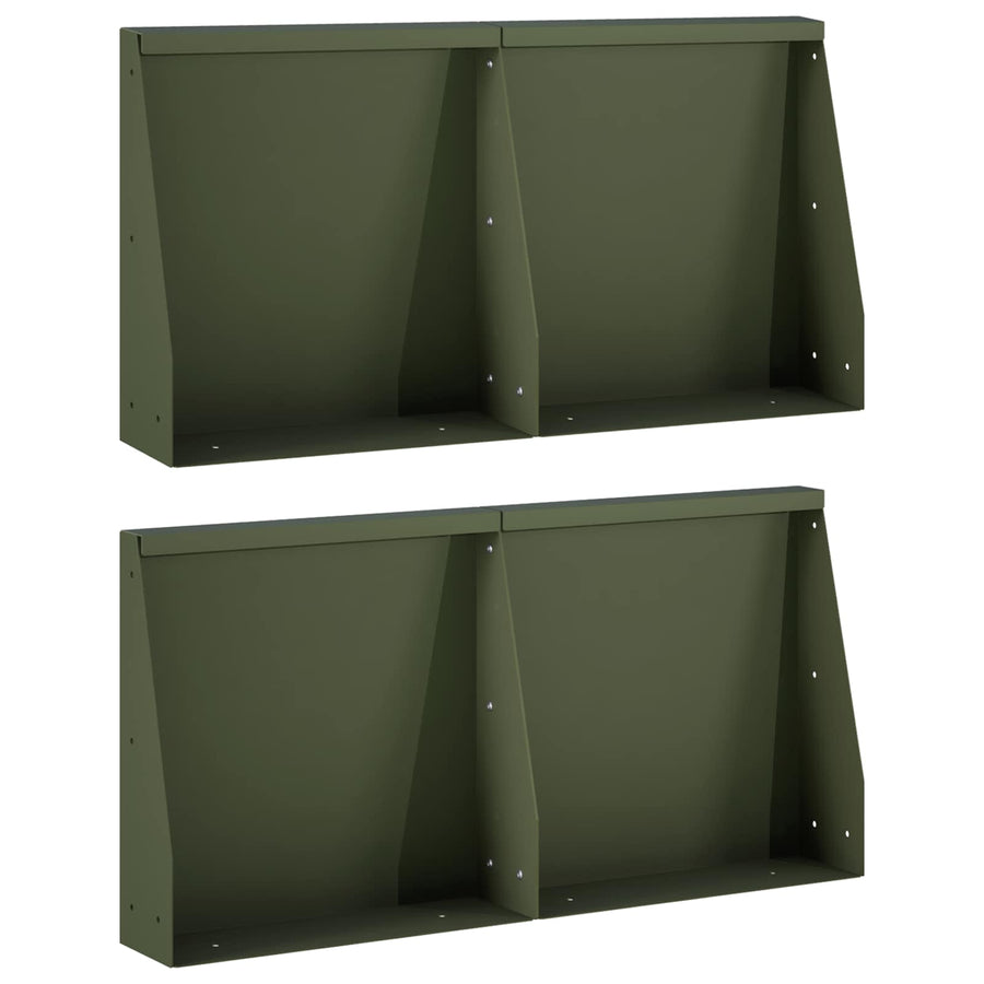 Keerwand 4 st 40 x 12 x 30 cm Staal Olijfgroen
