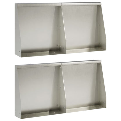 Keerwand 4 st 40 x 12 x 30 cm Roestvrij staal zilver