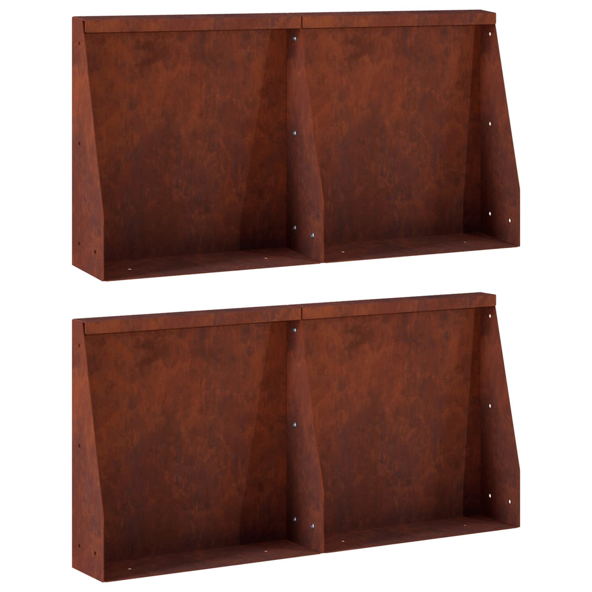 Keerwand 4 st 40 x 12 x 30 cm weervast staal Roestkleurig