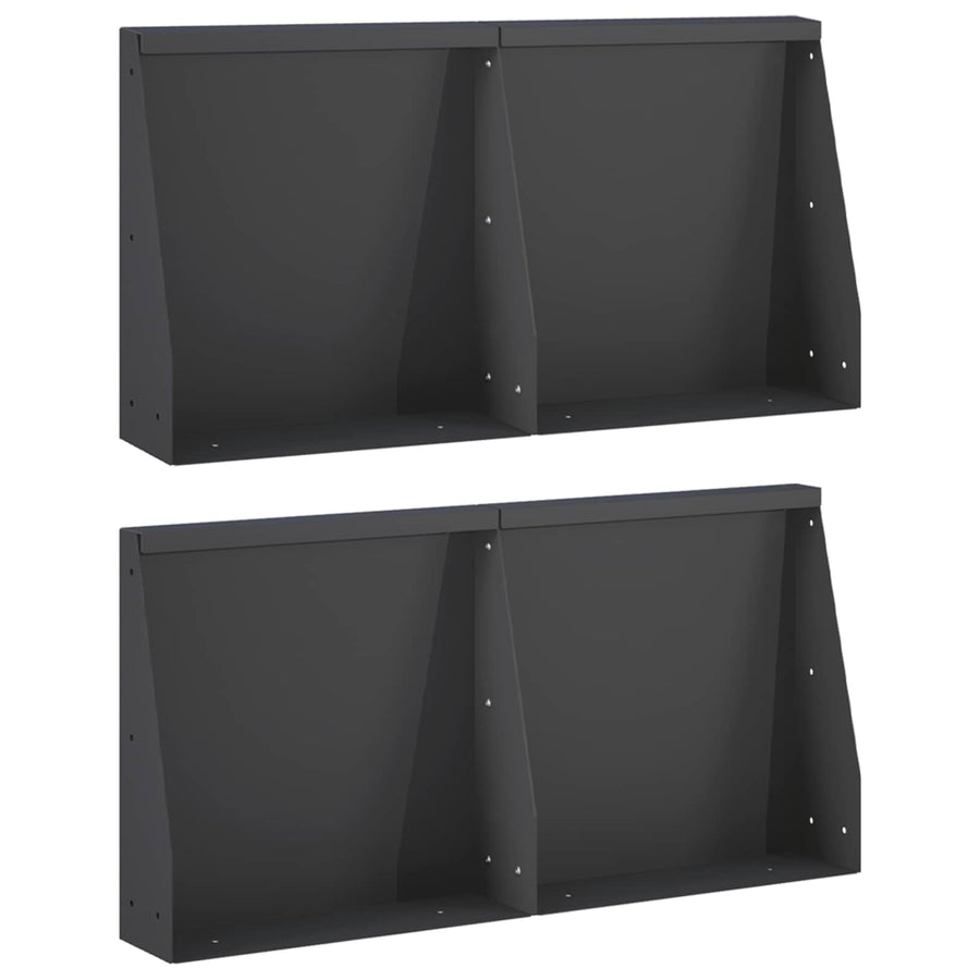 Keerwand 4 st 40 x 12 x 40 cm Staal Zwart