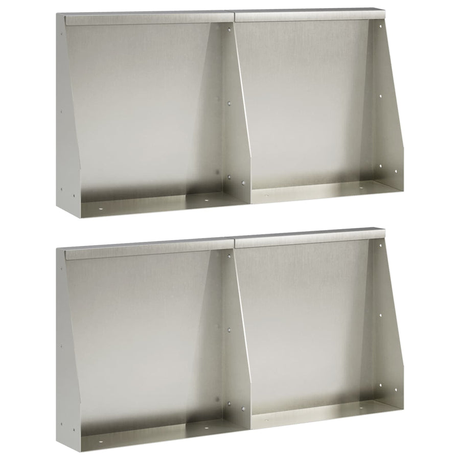 Keerwand 4 st 40 x 12 x 40 cm Roestvrij staal zilver