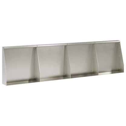 Keerwand 4 st 40 x 12 x 50 cm Roestvrij staal zilver