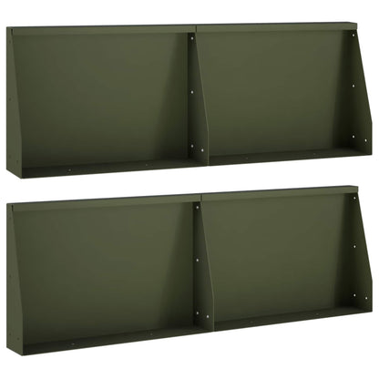 Keerwand 4 st 60 x 12 x 30 cm Staal Olijfgroen