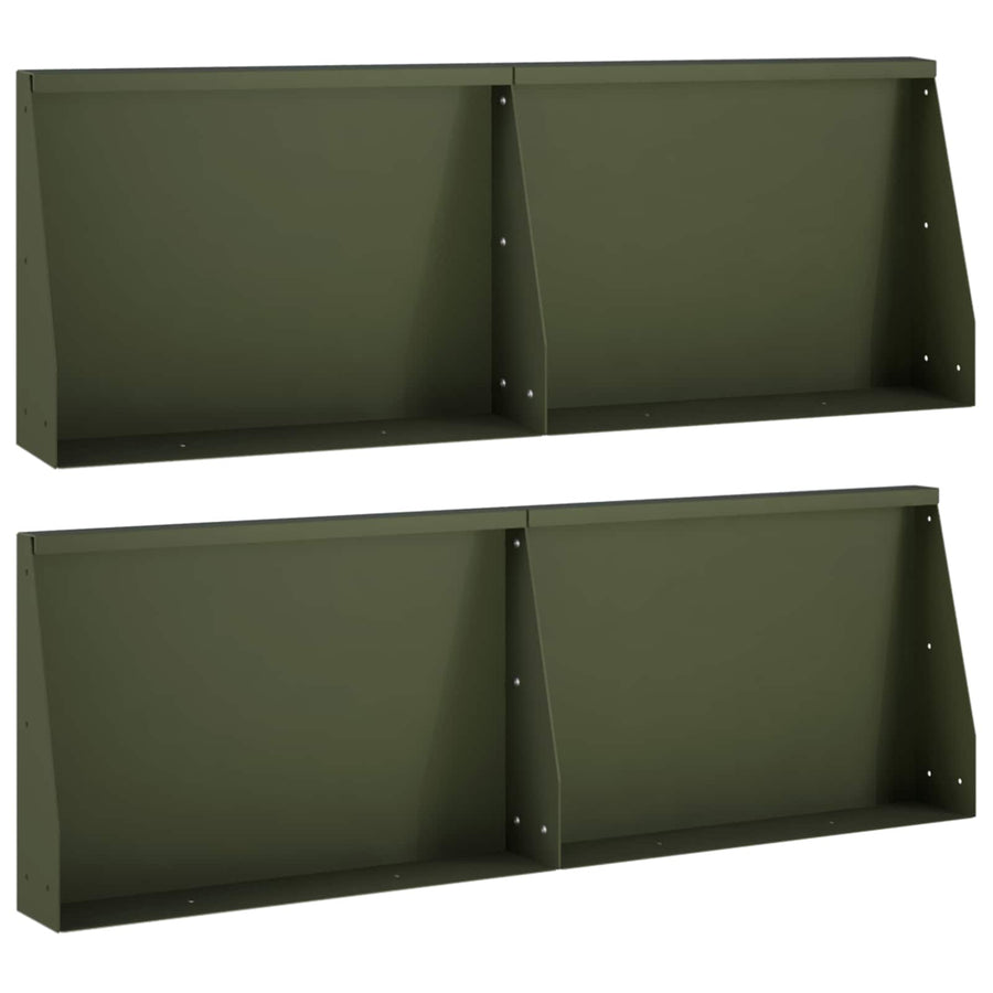 Keerwand 4 st 60 x 12 x 30 cm Staal Olijfgroen