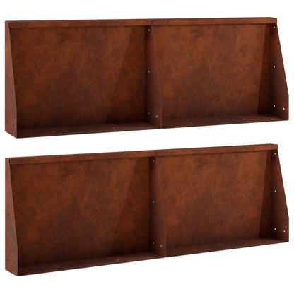 Keerwand 4 st 60 x 12 x 30 cm weervast staal Roestkleurig