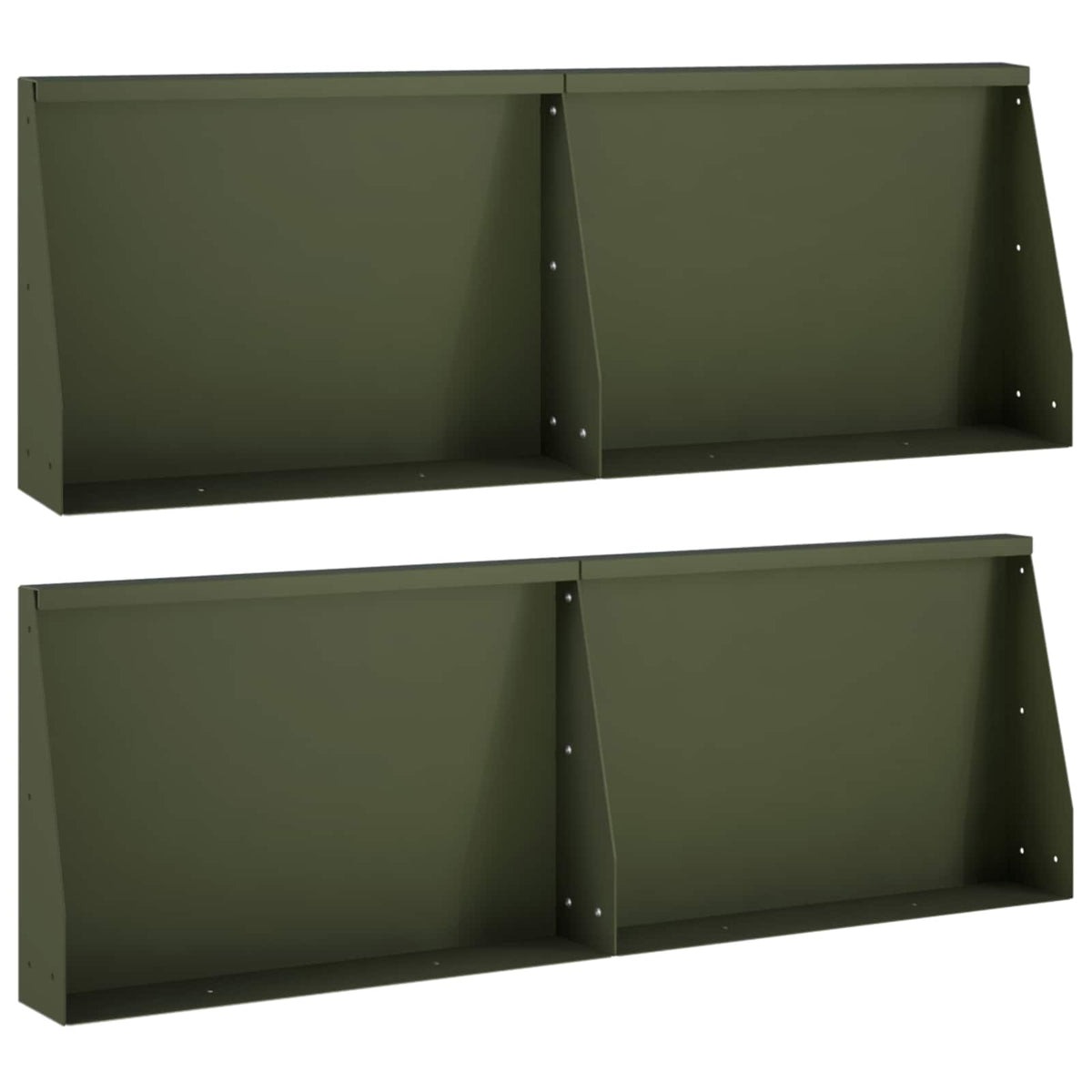 Keerwand 4 st 60 x 12 x 40 cm Staal Olijfgroen