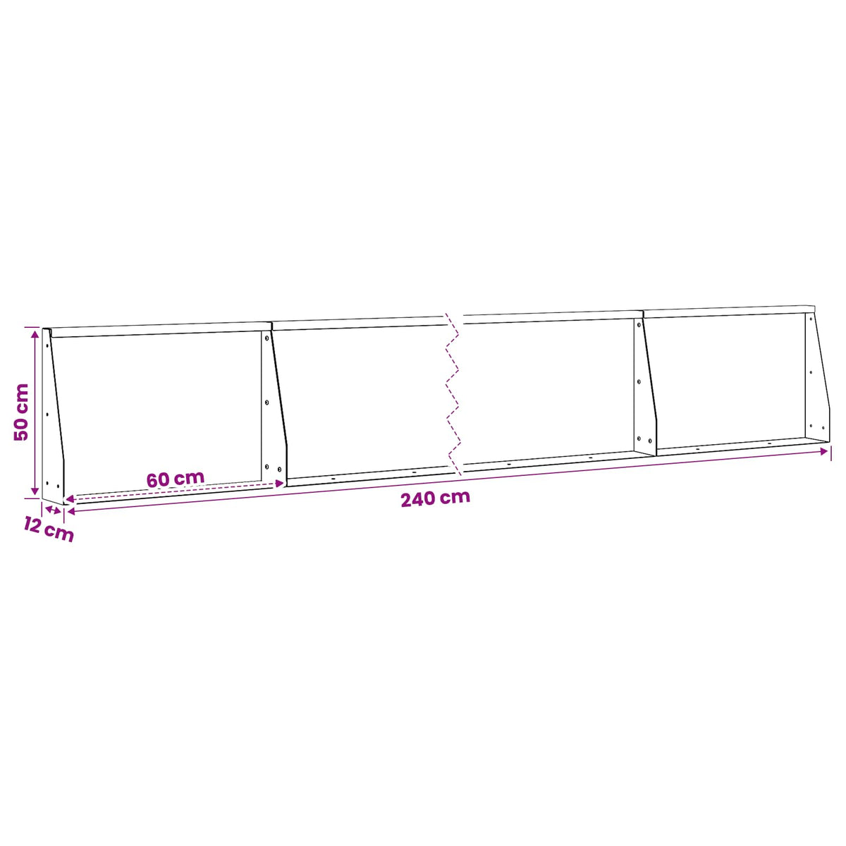 Keerwand 4 st 60 x 12 x 50 cm Staal Zwart