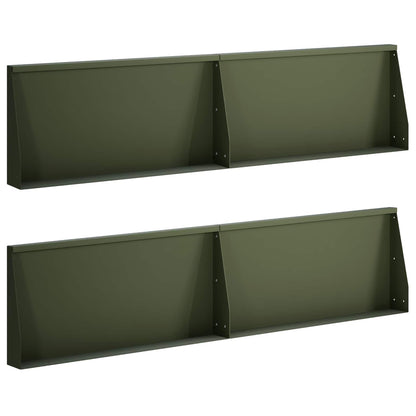 Keerwand 4 st 80 x 12 x 30 cm Staal Olijfgroen