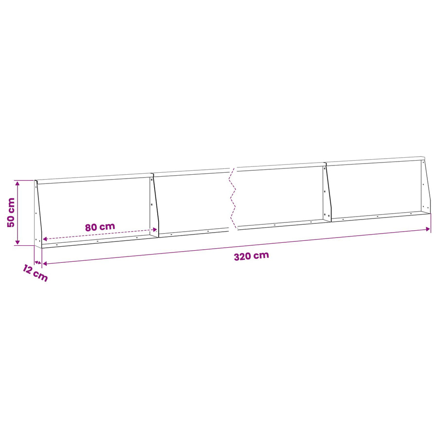 Keerwand 4 st 80 x 12 x 50 cm Staal Zwart