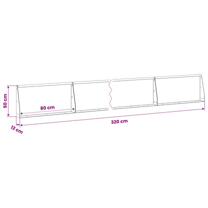 Keerwand 4 st 80 x 12 x 50 cm Roestvrij staal zilver