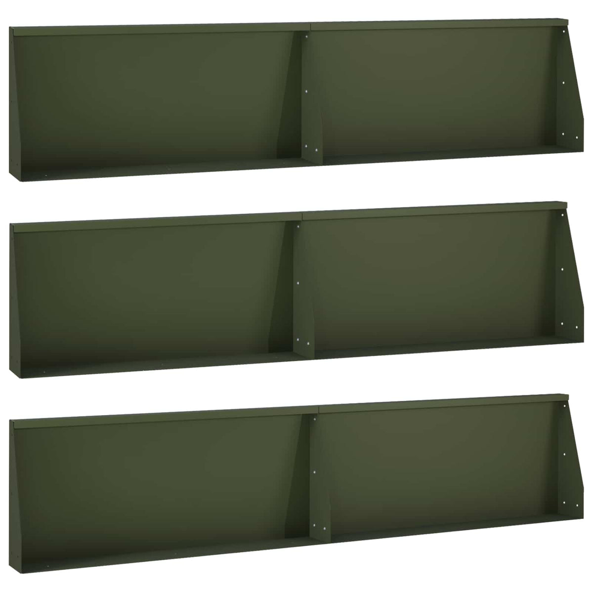 Keerwand 6 st 100 x 12 x 30 cm Staal Olijfgroen