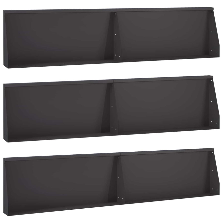 Keerwand 6 st 100 x 12 x 50 cm Staal Zwart