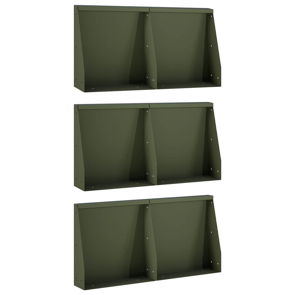Keerwand 6 st 40 x 12 x 30 cm Staal Olijfgroen