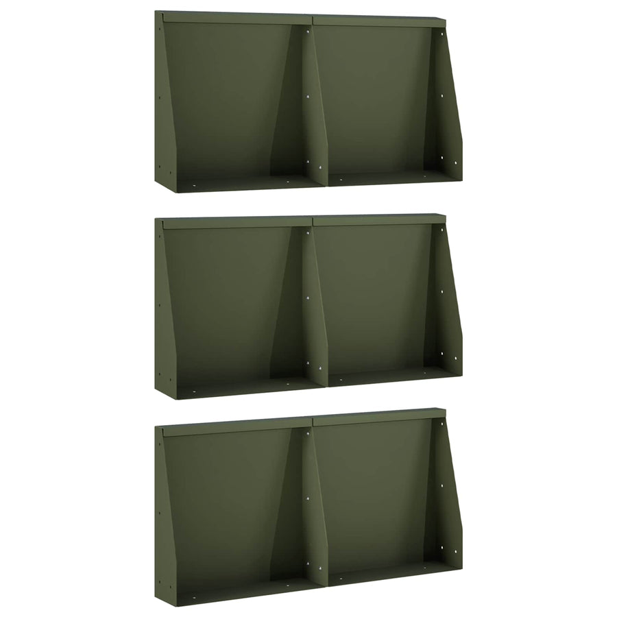 Keerwand 6 st 40 x 12 x 30 cm Staal Olijfgroen