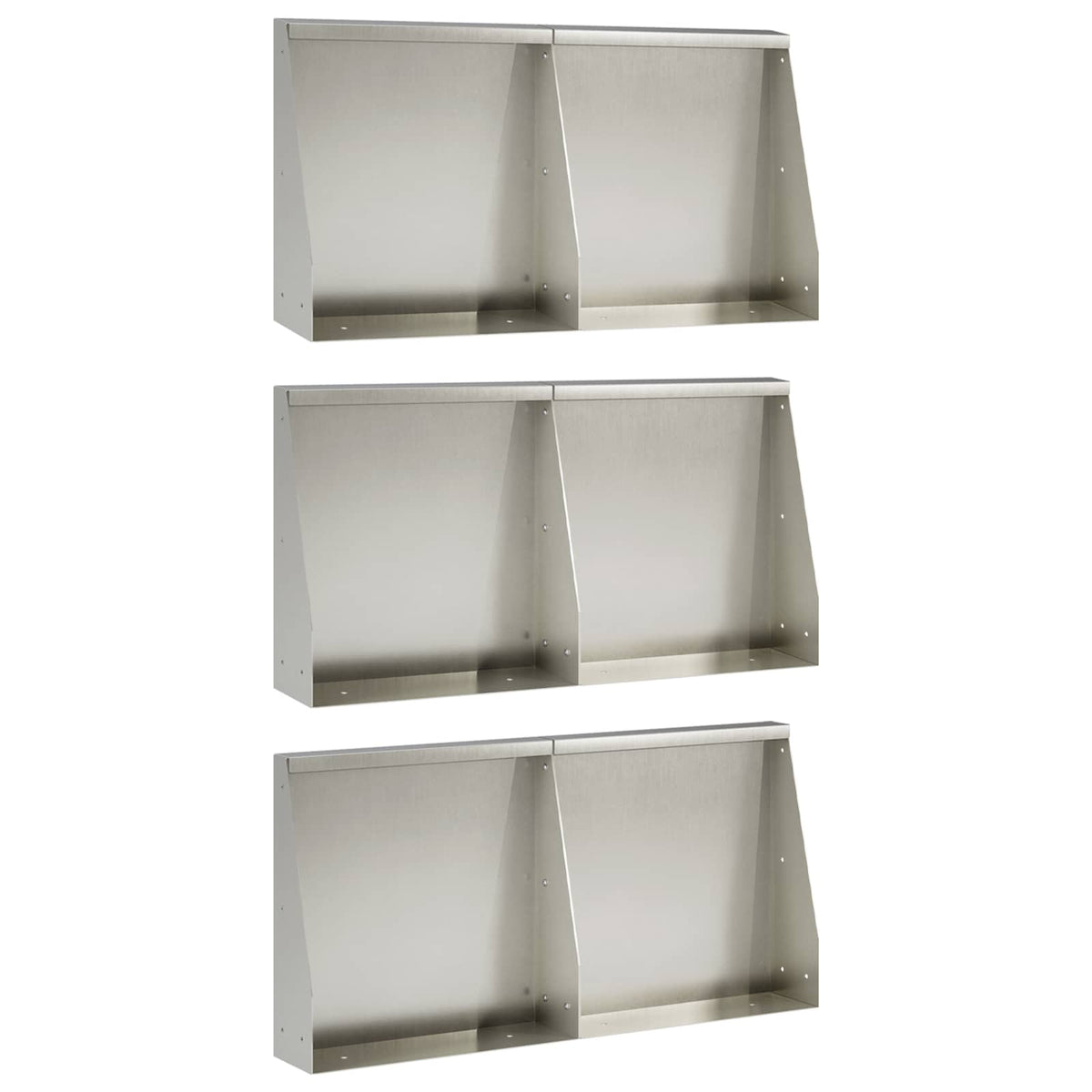 Keerwand 6 st 40 x 12 x 30 cm Roestvrij staal zilver