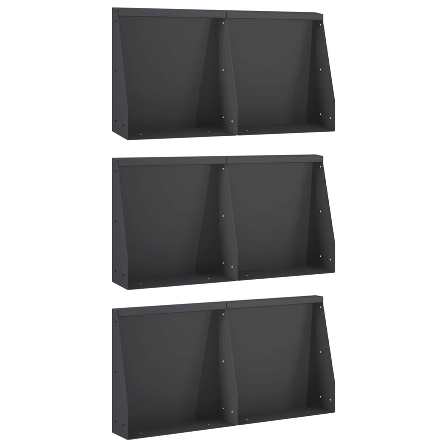 Keerwand 6 st 40 x 12 x 40 cm Staal Zwart