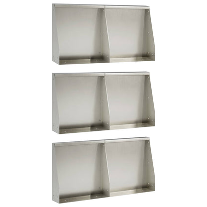 Keerwand 6 st 40 x 12 x 50 cm Roestvrij staal zilver