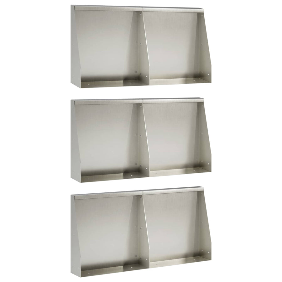 Keerwand 6 st 40 x 12 x 50 cm Roestvrij staal zilver