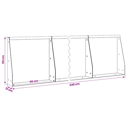 Keerwand 6 st 40 x 12 x 50 cm Roestvrij staal zilver
