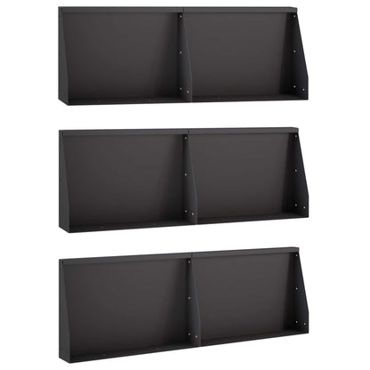 Keerwand 6 st 60 x 12 x 30 cm Staal Zwart