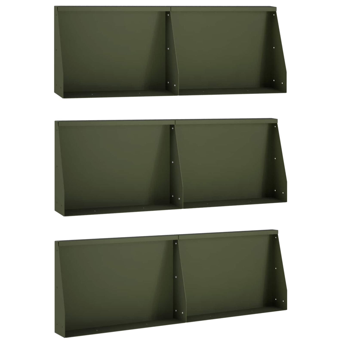 Keerwand 6 st 60 x 12 x 30 cm Staal Olijfgroen
