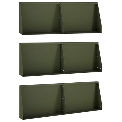 Keerwand 6 st 60 x 12 x 30 cm Staal Olijfgroen