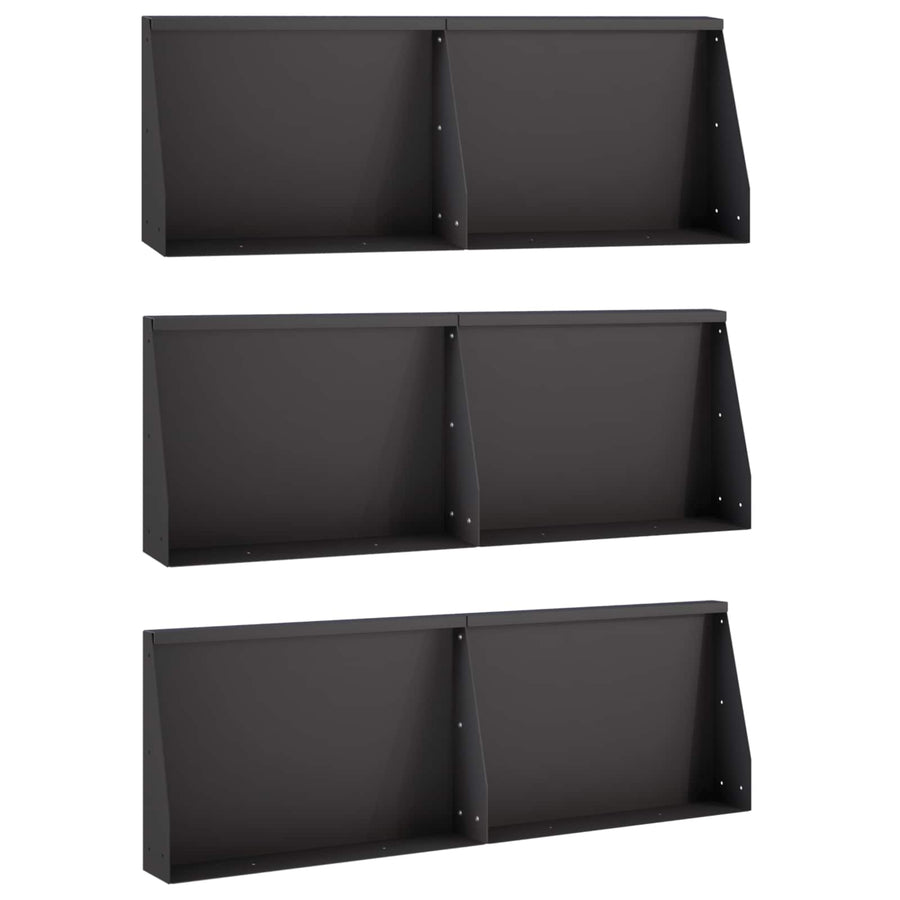 Keerwand 6 st 60 x 12 x 40 cm Staal Zwart