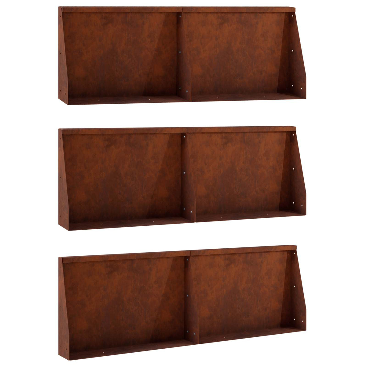 Keerwand 6 st 60 x 12 x 40 cm weervast staal Roestkleurig